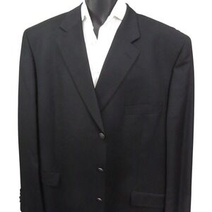 Shipley Blazer Size 54L Black Silver Three Button Ventless 100% Wool